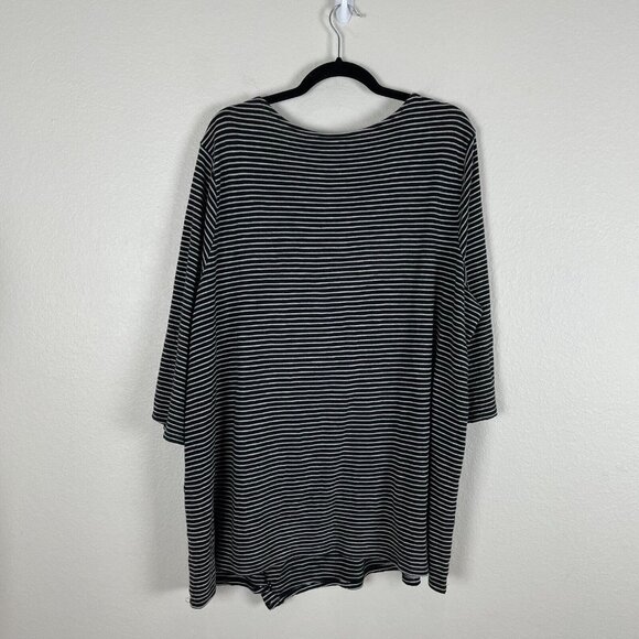 Pure J Jill Womens Plus 2X Asymmetric Button Tunic Shirt Black Stripe Top - Picture 6 of 7